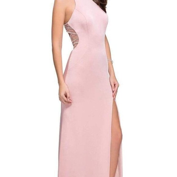 NWT La Femme 25767SC Jersey Prom Dress Blush Size 2 - Picture 3 of 7